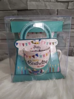 Keramický hrnček Happy Birthday modrý