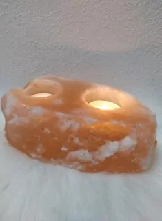 Soľná lampa hruda na dve čajové sviečky