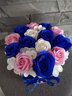 Modro-ružový mydlový flower box 3