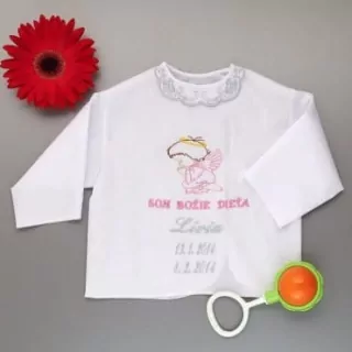 Krstová košieľka anjelik kľačiaci-ružová klasik