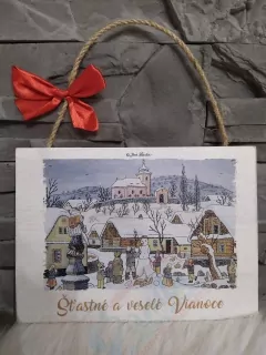 Drevená tabuľka- Šťastné a Veselé