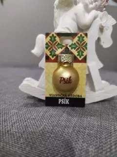 Vianočná gulička s nápisom Psík