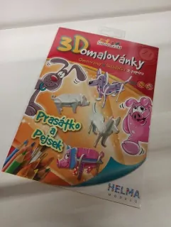 3D Omaľovánka a skladačka z papiera - prasiatko a psík