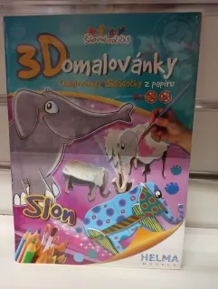 3D omaľovánka a skladačka z papiera - slon