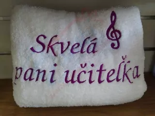Osuška s nápisom Skvelá pani učiteľka