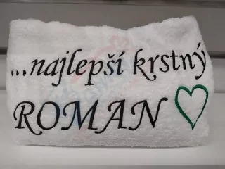 Osuška s nápisom Najlepší krstný Roman