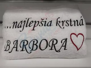 Osuška s nápisom Najlepšia krstná Barbora
