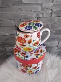 Guľatý set na sypaný čajík - biely