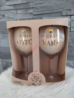 Poháre na víno Super Mama a Otec