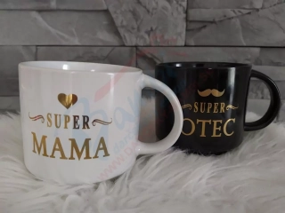 Párové hrnčeky Super mama a Super otec