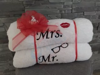 Darčekový set osušiek Mr. Mrs.