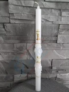 Sviečka Exclusive s 3D ružou - biela