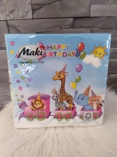 Papierové servítky - 3-vrstvové Happy Birthday zvieratká