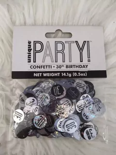 Konfety Happy Birthday - 30 čierno-strieborné