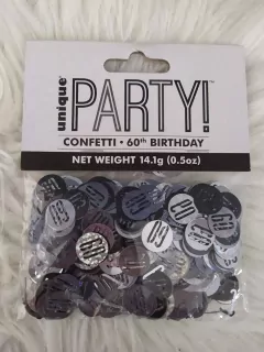 Konfety Happy Birthday - 60 čierno-strieborné
