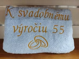 Osuška s nápisom K svadobnému výročiu 55
