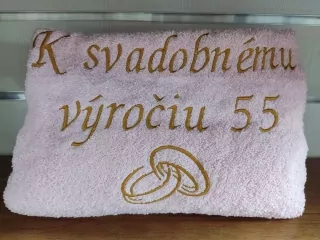 Osuška s nápisom K svadobnému výročiu 55