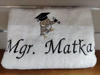 Osuška s nápisom Mgr. Maťka