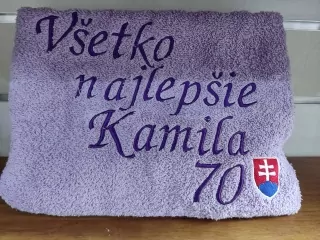 Osuška s nápisom Všetko najlepšie Kamila